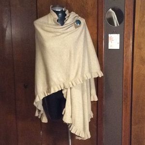 Talbots Wool & Cashmere Ruffled Shawl Cape